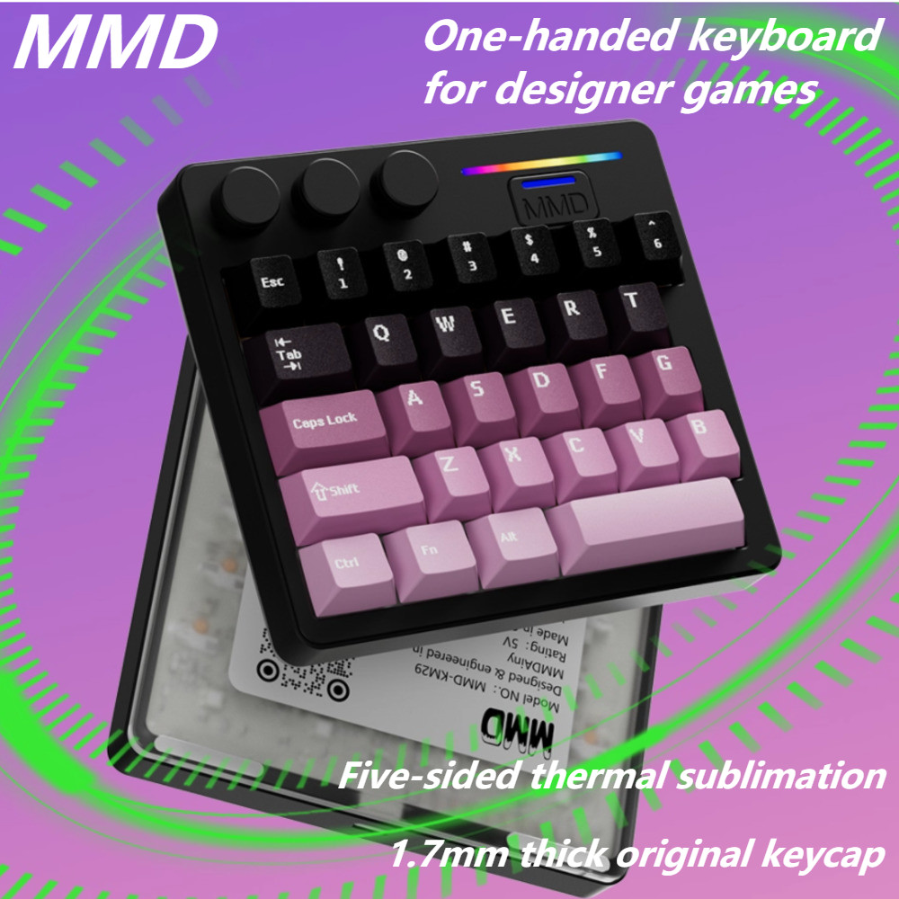 MMD KM29 อลูมิเนียมแป้นพิมพ์ตัวเลขไร้สาย Tri-Mode พร้อม Knob One Handed คีย์บอร์ด 29Keys Designer ปุ่มกด Hot-swap QMK/VIA Custom KM-29