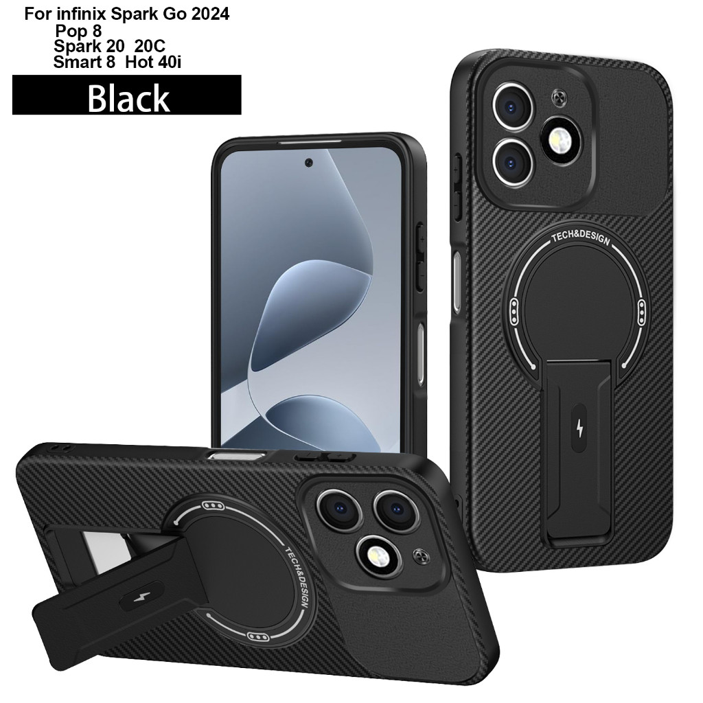 เงียบสําหรับ Infinix Smart 8 9 Hot 40 60 Pro Plus 60i 50i 40i กันกระแทกขาตั้งแม่เหล็กเคสโทรศัพท์ - M