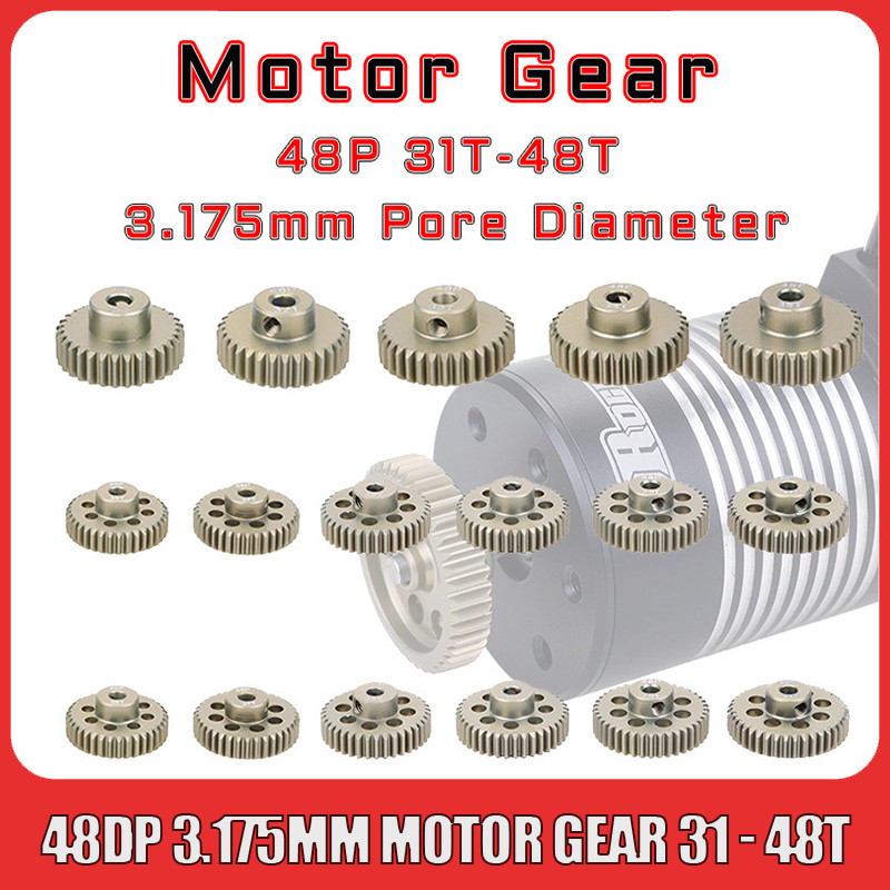 SURPASS-HOBBY 48DP 3.175 มม.31T 32T 34T 36T 38T 40T 42T 44T 46T 48T อลูมิเนียมโลหะ Pinion มอเตอร์เกียร์สําหรับ 1/10 Rc รุ่นรถ