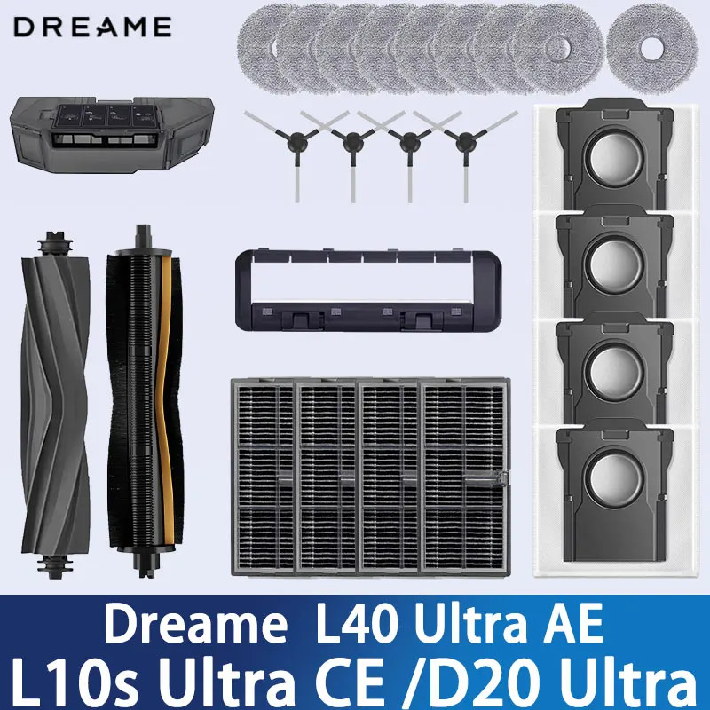 Dreame D20 Ultra L40 Ultra AE L10s Ultra CE แปรงหลัก แปรงขอบ ผ้า ถุงเก็บฝุ่น หน้าจอกรอง