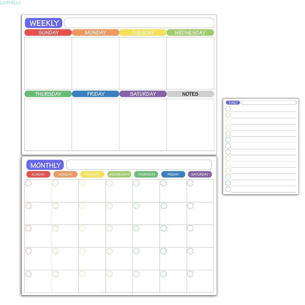 DARNELL1 สติ๊กเกอร์ตู้เย็น Soft A3 รายการของชํา To Do List Work Plan Magnetic Month Planner