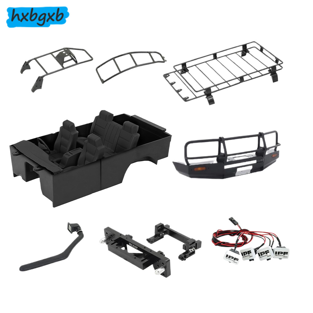 จําลอง RC รถจําลองภายในสําหรับ 1/10 RCRUN LC80 Crawler สีดํา