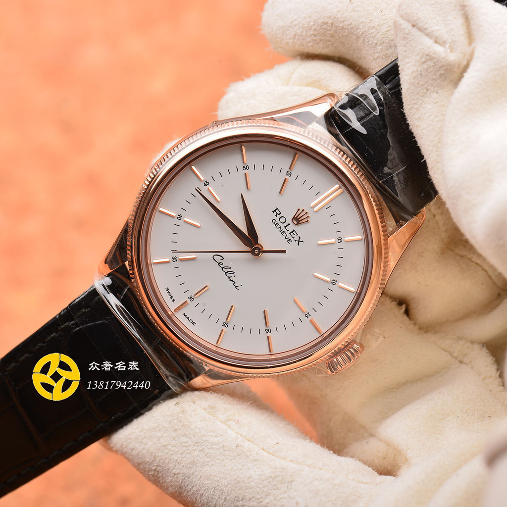 Rolex rotx Cellini Series 39mm Rose Gold Mechanical นาฬิกาผู้ชาย 50505