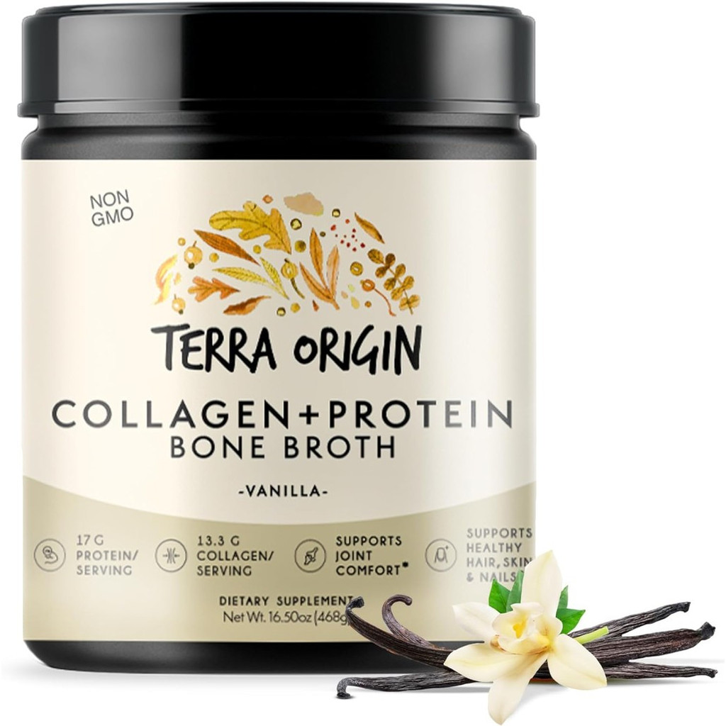 TERRA ORIGIN ผงคอลลาเจนเปปไทด์ | ผลิตภัณฑ์เสริมอาหารโปรตีน Bone Broth Hydrolized Collagen Type I และ