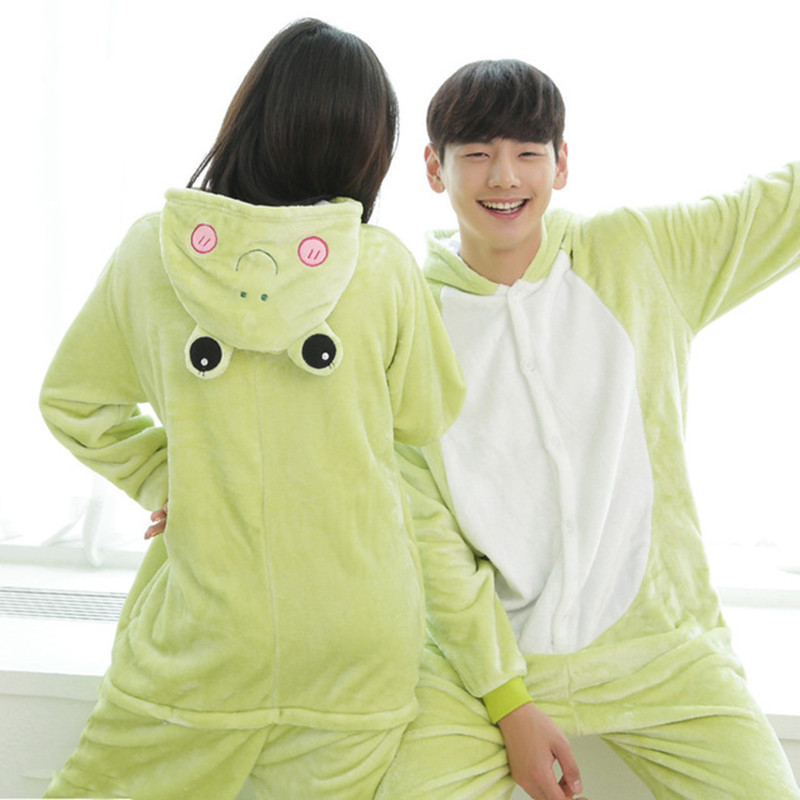 กบ Kigurumi ชุดนอนคอสเพลย์สัตว์น่ารัก Onesie Flannel Warm ฤดูหนาวชุดนอนแฟนซี Pyjamas61351 55649