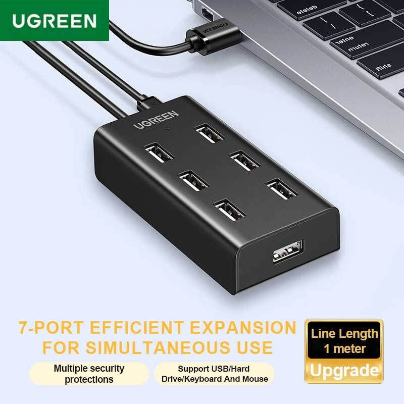 UGREEN สถานีเชื่อมต่อ USB 7-Port USB 2.0 HUB ขยายตัวแยกสายต่อสําหรับแล็ปท็อปคอมพิวเตอร์พีซี