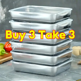 Buy 3 Take 3 Stainless Steel Food Container With Lid Kitchen Storage Fridge Fresh-keeping Box Trays
