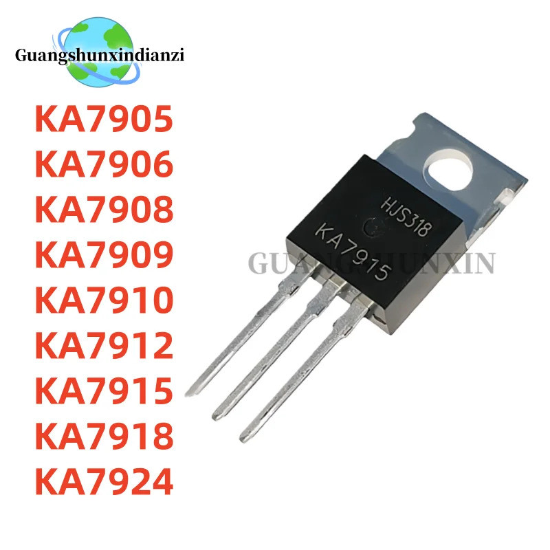 5PCS KA7905 KA7906 KA7908 KA7909 KA7910 KA7912 KA7915 KA7918 KA7924 TO-220 Field Effect ทรานซิสเตอร์