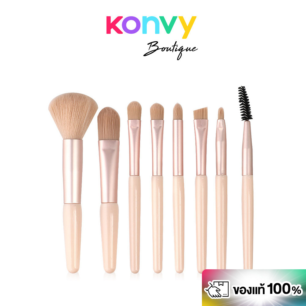Oni Twinkle Brush Set #Peach Pink เซทแปรงแต่งหน้าโอนิ 8 ชิ้น สีชมพูพีช ขนนุ่ม ไม่บาดผิว เหมาะสำหรับการเดินทาง.