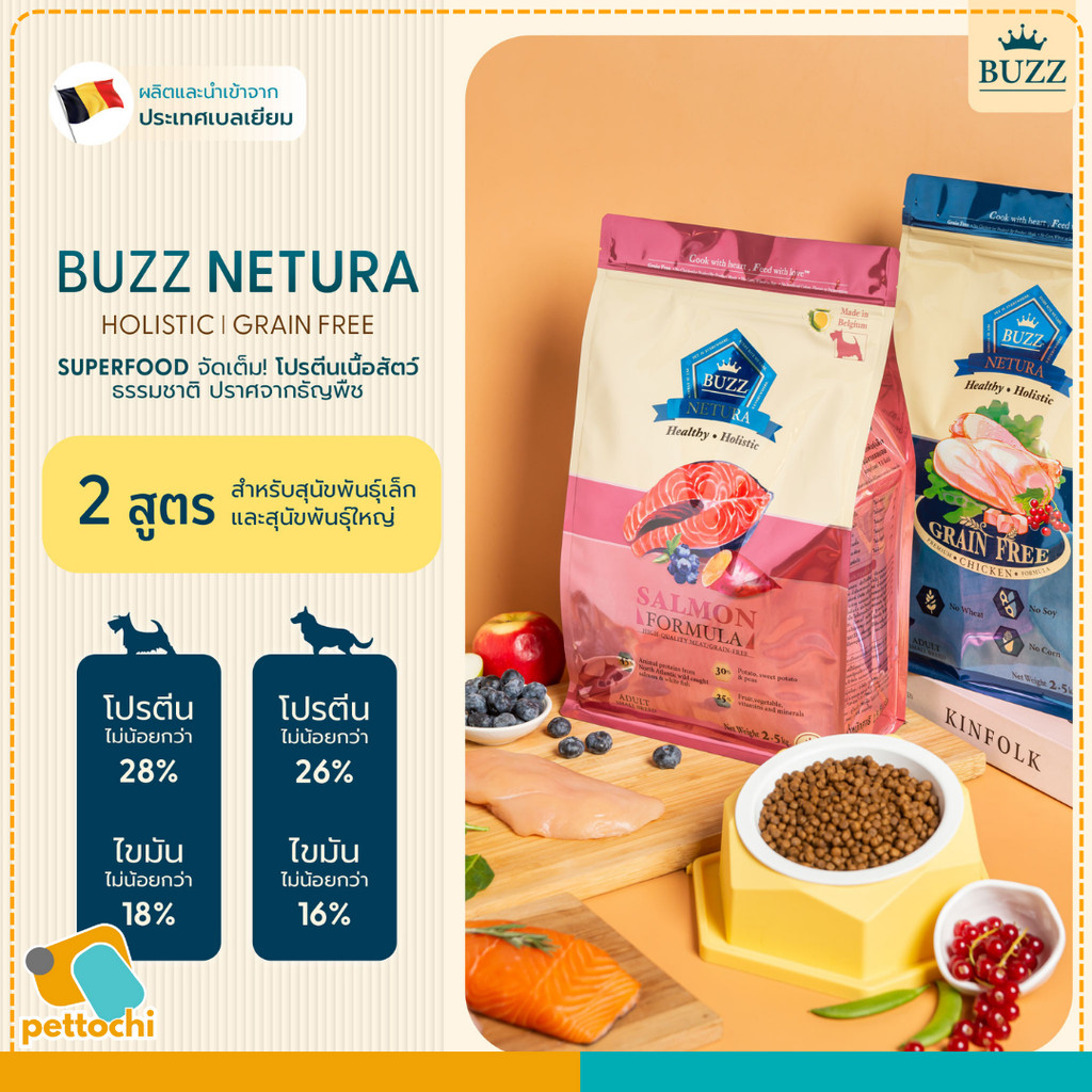 Buzz Netura บัซซ์ เนทูร่า อาหารสุนัขโตเกรดพรีเมียม โฮลิสติค เกรนฟรี 800g-2.5kg - รูปที่ 7