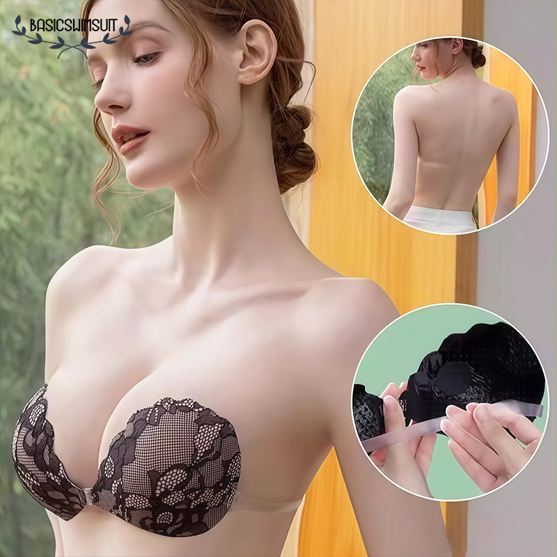 🧡Basic swimsuit💛 สติกเกอร์หน้าอกลูกไม้ พร้อมสายสะพายไหล่แบบใส 3สี จัดส่งรวดเร็วจากประเทศไทย