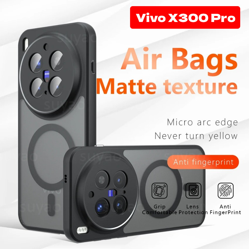 สําหรับVivo X300 Pro X300Pro Ultra 2026 แม่เหล็กโปร่งแสงMatteเคสโทรศัพท์ปลอกVivoX300Pro VivoX300 VivoX300Ultra Anti-knock PC TPUกันกระแทกปกหลัง