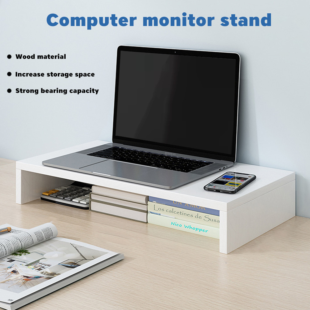 ชั้นวางจอมอนิเตอร์คอมพิวเตอร์พร้อมที่เก็บของ ใช้ในสำนักงาน โต๊ะทำงาน แล็ปท็อป เพิ่มความเสถียร