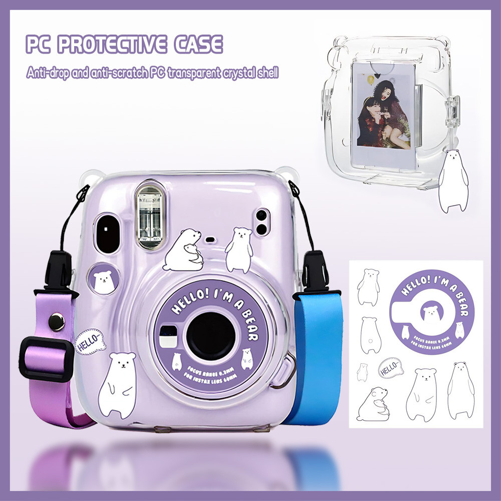 เคสใส For instax mini12 mini11 แถมสายคล้อง case For instax mini 12 mini 11 เคสป้องกันคริสตัล
