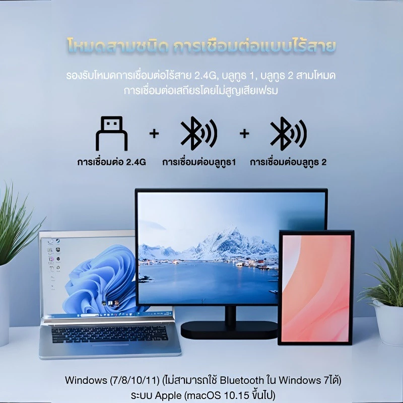 เมาส์อัจฉริยะไร้สาย บลูทูธ 3 โหมด เมาส์พิมพ์งานอัจฉริยะ thumbnail 5