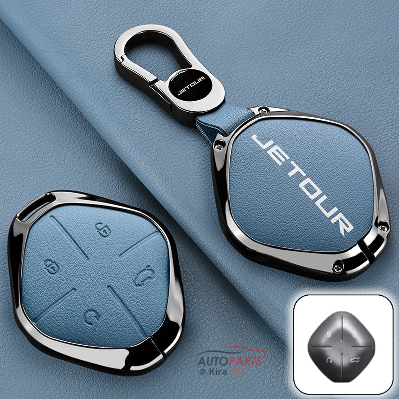 สังกะสีอัลลอยด์ฝาครอบกุญแจรถสบายหนังแท้ Key Shell Fob สําหรับ Chery Jetour Dashing X-1 Plus DTC IDM 