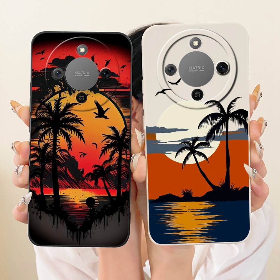 สําหรับ Honor X9D 5G เลนส์ป้องกันกรณี HonorX9d X 9D MTN-NX1 แฟชั่น Dusk Beach ภาพวาดซิลิโคนนุ่มเคสโทรศัพท์