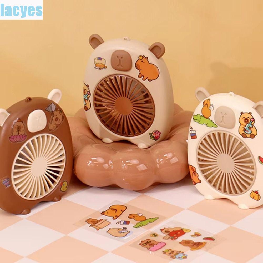 LACYES Mini Capybara Fan, Portable Creative Cute Capybara Fan, Simple with Sticker Durable Personal 