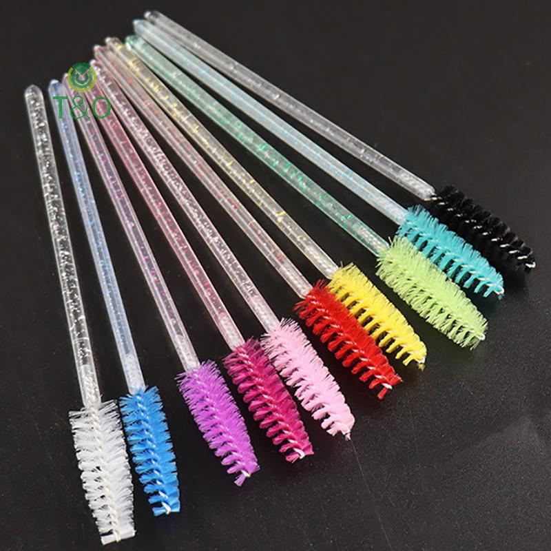 T & O 50 ชิ้นสําหรับขายขนตาแปรงต่อขนตาเครื่องมือคิ้วแปรงมาสคาร่า Wands Applicator Spoolers Eye Lash 