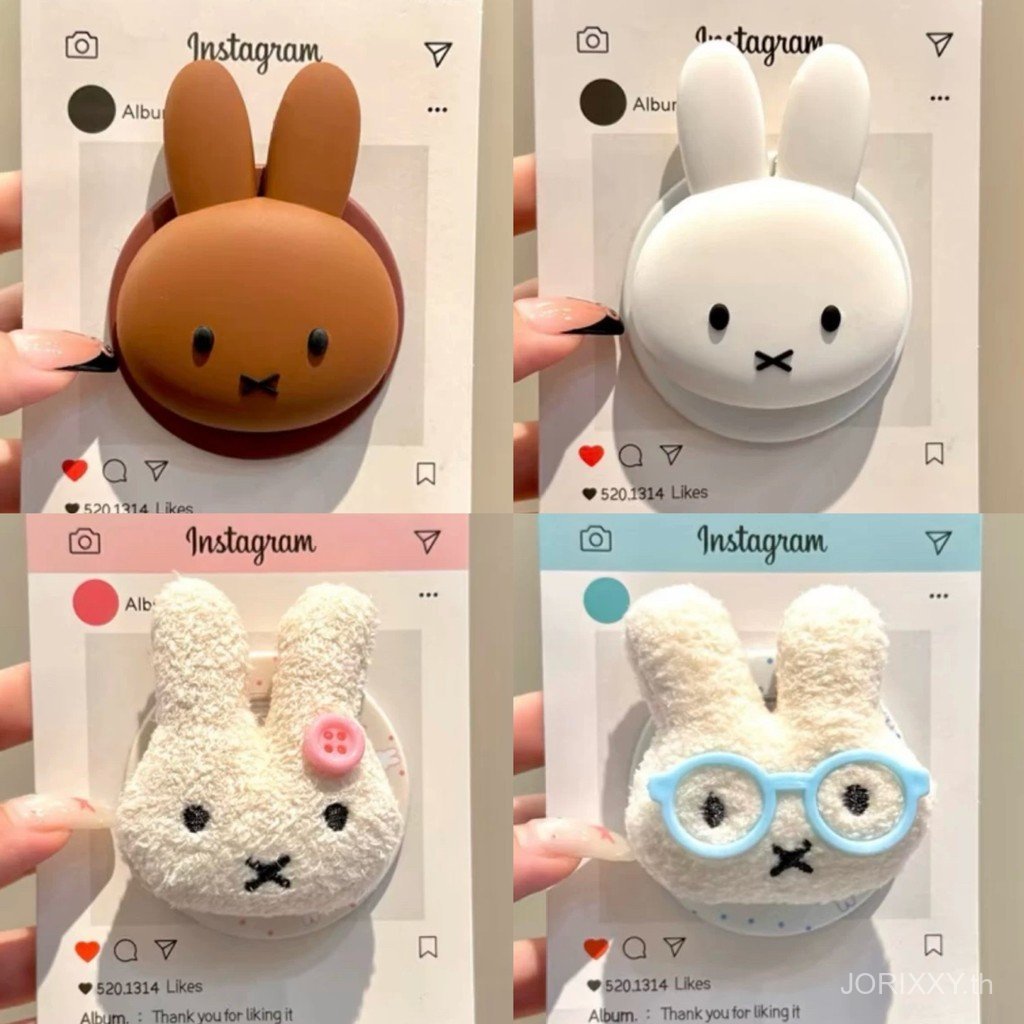 น่ารักการ์ตูนตุ๊กตากระต่ายเหมาะสําหรับ แม็กเซฟ วงเล็บแม่เหล็กดูดซับซุปเปอร์สก์ท็อปหดถุงลมนิรภัยผู้หญิง