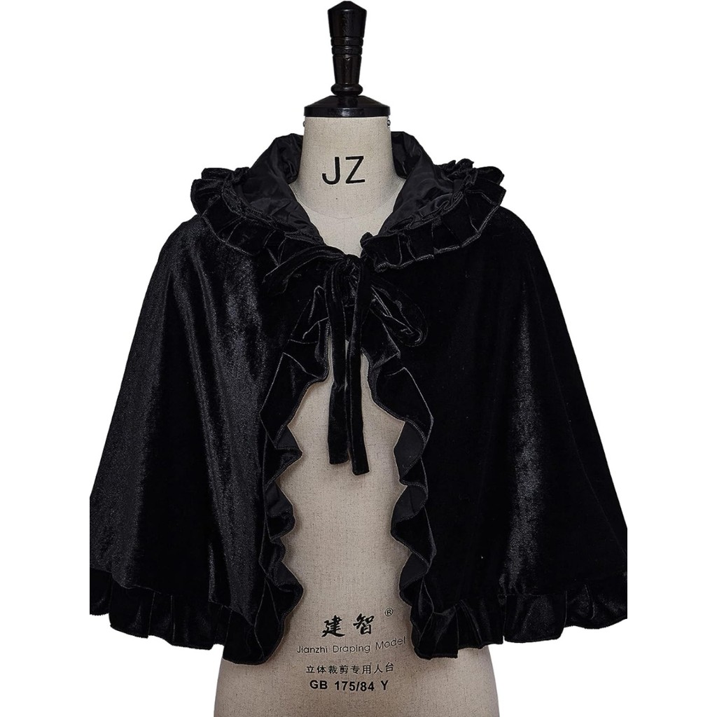 กํามะหยี่ผ้าคลุมไหล่อบอุ่นน่ารักโลลิต้าเสื้อคลุมด้านนอกฮาโลวีนเพราะหนูน้อยหมวกแดงฮู้ดเสื้อโค้ทสั้น - รูปที่ 4