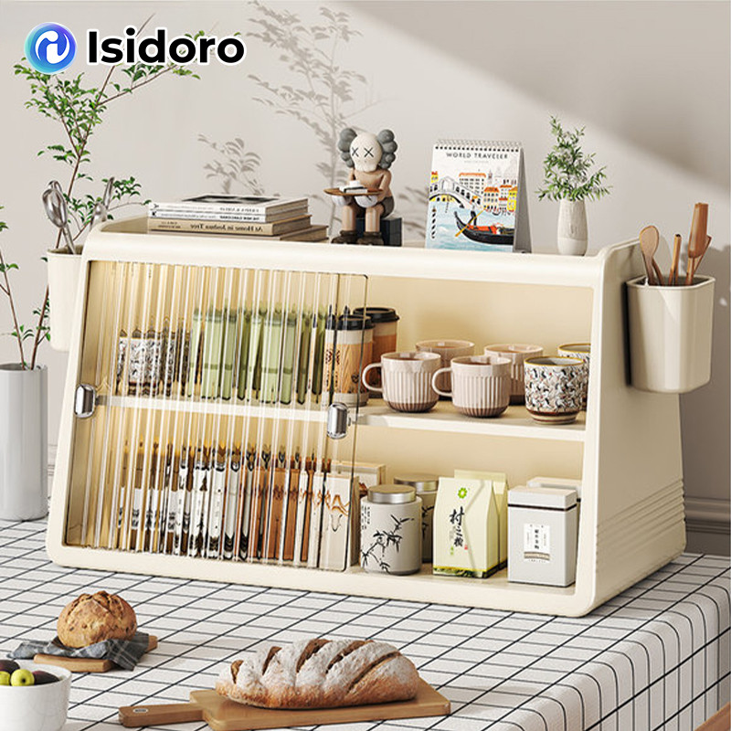 lsidoro ที่เก็บถ้วย ชั้นวางของ ถ้วยชา ถ้วยกาแฟ แก้วมัค แสดงชุดน้ำชา ตู้กับข้าวกันฝุ่น ออฟฟิศวอเตอร์บาร์ ครัวบ้าน