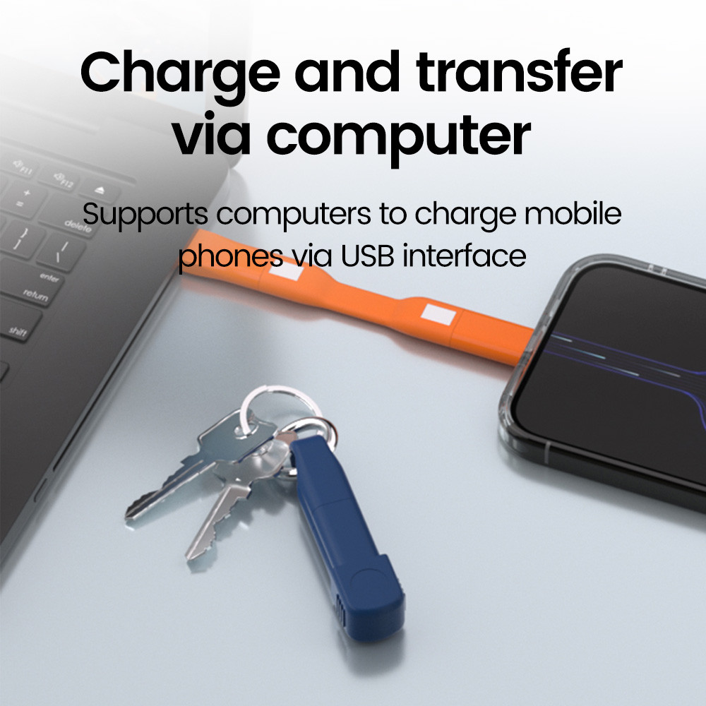 Elough 60W พวงกุญแจแบบพกพาสั้น USB C ถึง C Cable Fast Charging Power Bank Cable Wire - รูปที่ 3