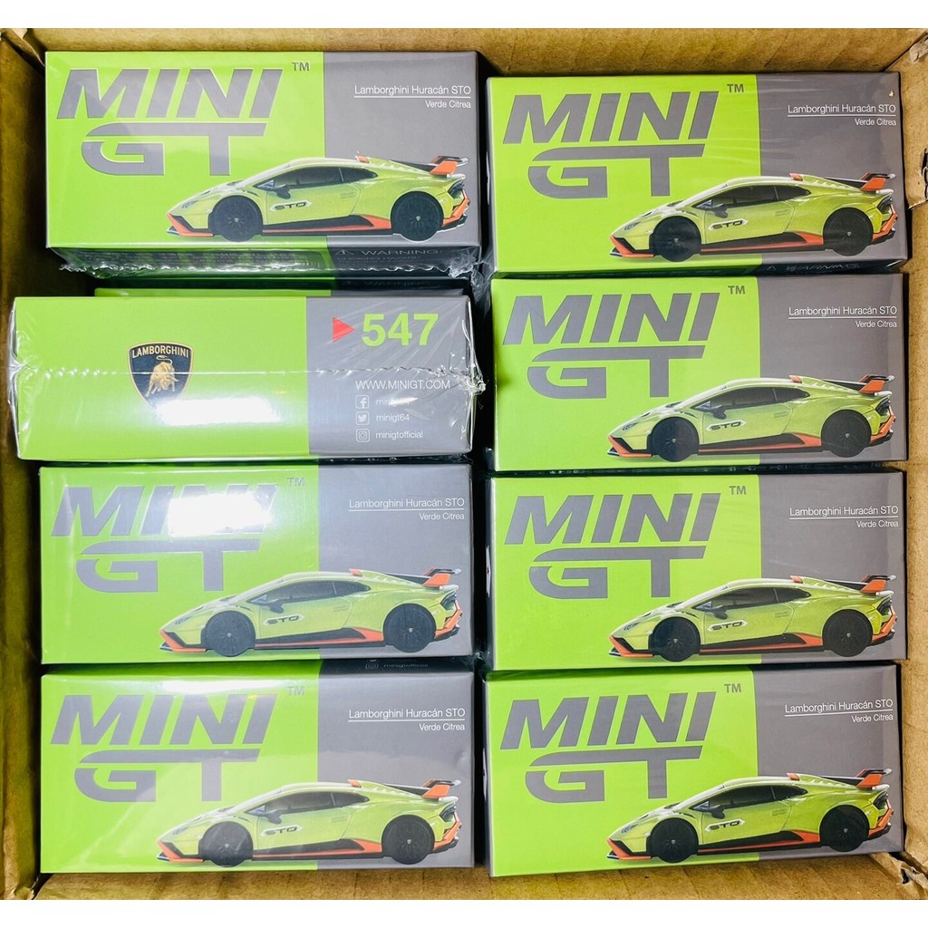 MINIGT เบอร์ 547 ลัมโบร์กีนี สโต โลหะสีเขียว/สีส้ม64โมเดลรถอัลลอยยี่ห้อใหม่ยังไม่ได้เปิดเคสป้องกันฟร
