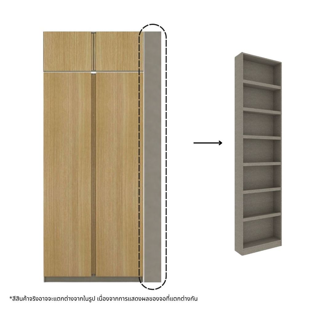 Koncept Furniture ตู้เสื้อผ้า รุ่น Blox ขนาด 120 ซม. OP-A & ตู้จบ  สีแคชชูโอ๊ค แบรนด์ KONCEPT FURNITURE