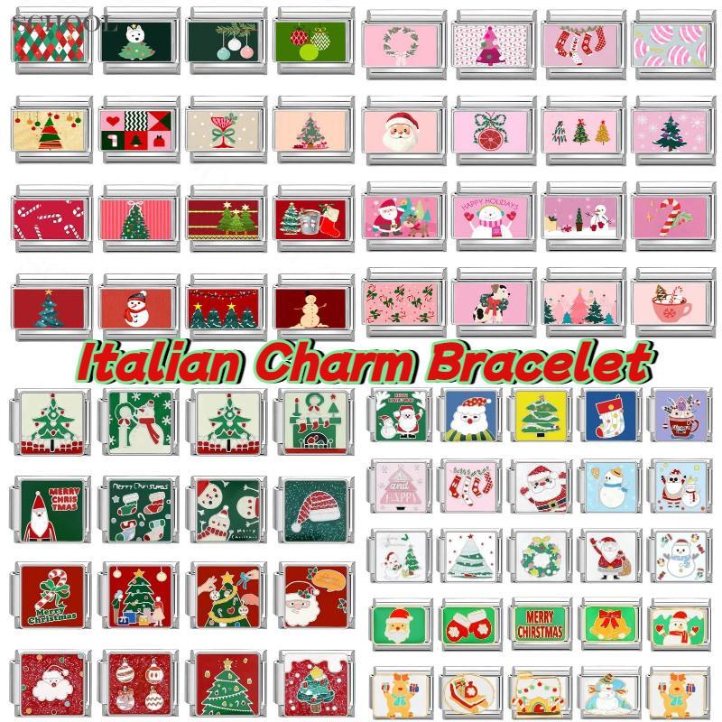 สร้อยข้อมือคริสต์มาสเบลล์คานเชอร์อม charm สแตนเลส Italian Style DIY เครื่องประดับ Retro