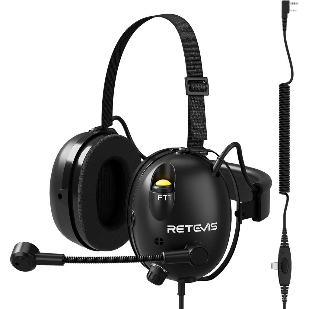 Retevis ANC ตัดเสียงรบกวน Walkie Talkie ชุดหูฟังด้านหลังหัวสําหรับ RT22 RT21 H-777 RT68 RA79 ใช้งานร
