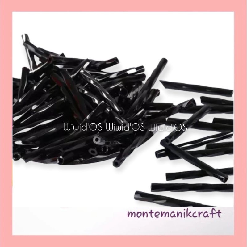 BEADS (10 กรัม) BLACK BAMBOO SEQUIN BEADS 2.5 CM MONTEMAIL CRAFT