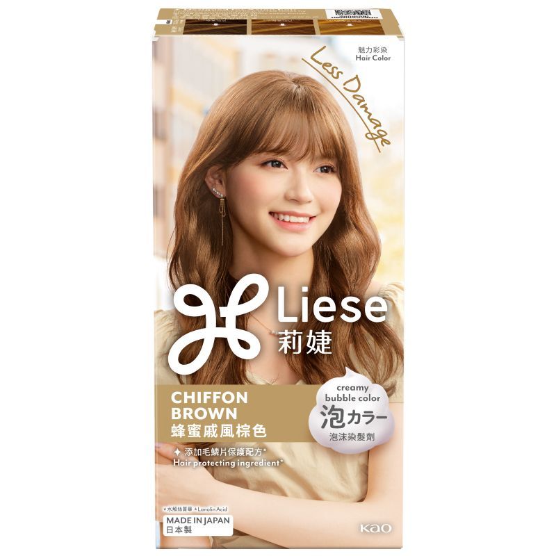 ลิเซ่โฟมเปลี่ยนสีผมครีมมี่บับเบิ้ลคัลเลอร์น้ำตาลอ่อนประกายสีน้ำผึ้ง Liese Chiffon Brown HCF [8851818144828]