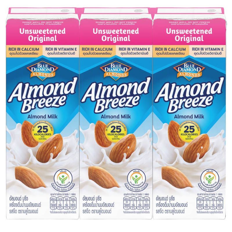 บลูไดมอนด์อัลมอนด์บรีชน้ำนมอัลมอนด์รสจืด 180มล แพค 3 Blue Dimond Almond Breeze Unsweetened 180ml Pack 3 [8850096844512 ]