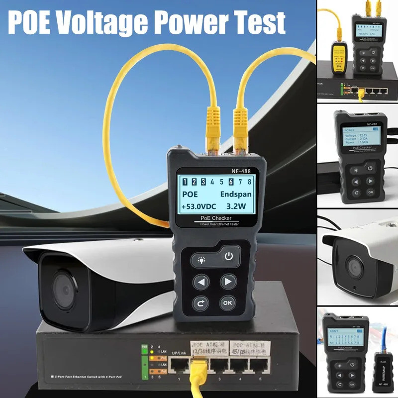 Noyafa NF-488 เครื่องทดสอบสายเคเบิลเครือข่าย Poe Checker Ethernet เครื่องทดสอบสายเคเบิล Continuity T