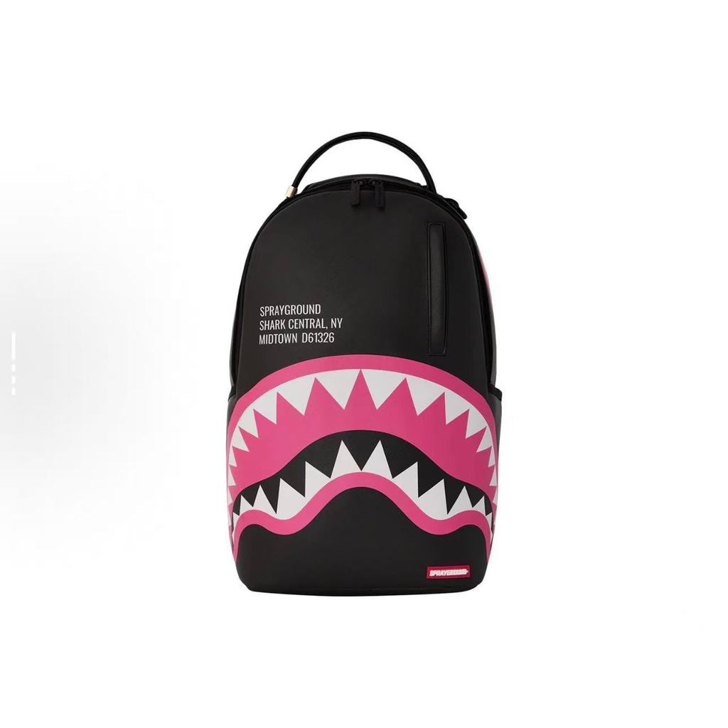 SG Sprayground Shark Mouth Black Pink Mouth Backpack Student Backpack Yu Yu Yuhan Su Xinhao Trendy N