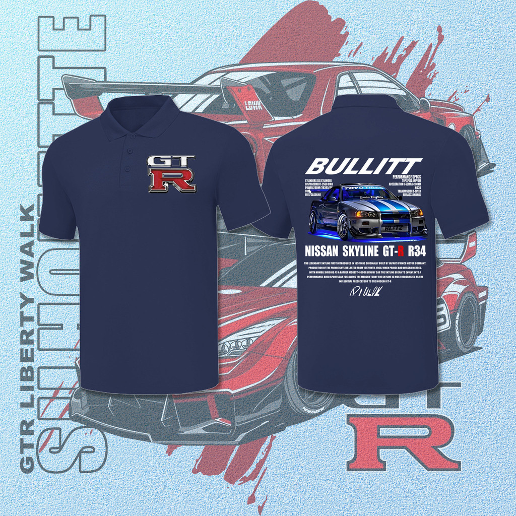 ️【เสื้อ polo 】NISSAN GTR Polo Clic T-Shirt Men&Women ผ้าฝ้าย คอกลม นุ่ม สบาย พิมพ์ลาย #3 M~3XL
