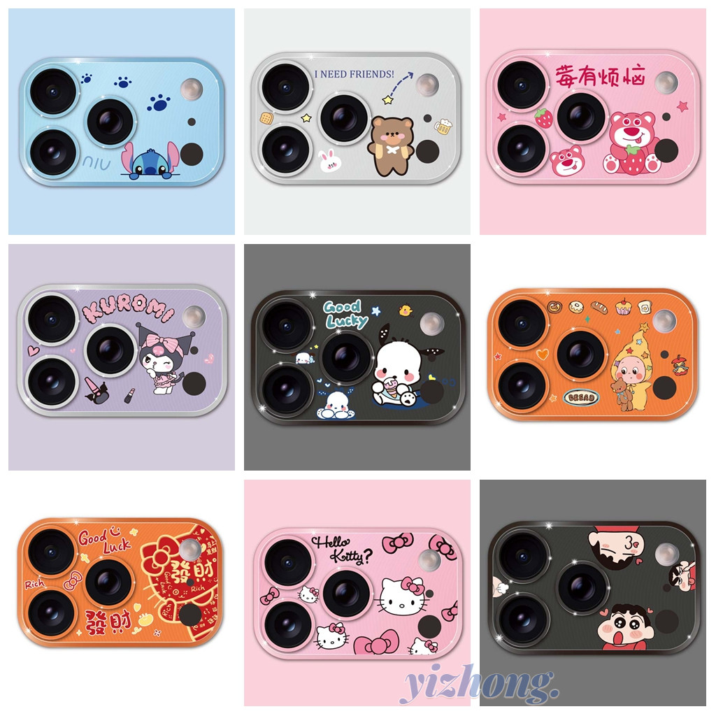 โทรศัพท์กล้องฟิล์มสําหรับiPhone 17 18 Pro Max 17Pโลหะการ์ตูนKuromi Stitch Twinkle Hello Kittyโทรศัพท์มือถือเลนส์ป้องกันสติกเกอร์ตกแต่งโทรศัพท์มือถืออุปกรณ์เสริม 25 รูปแบบ