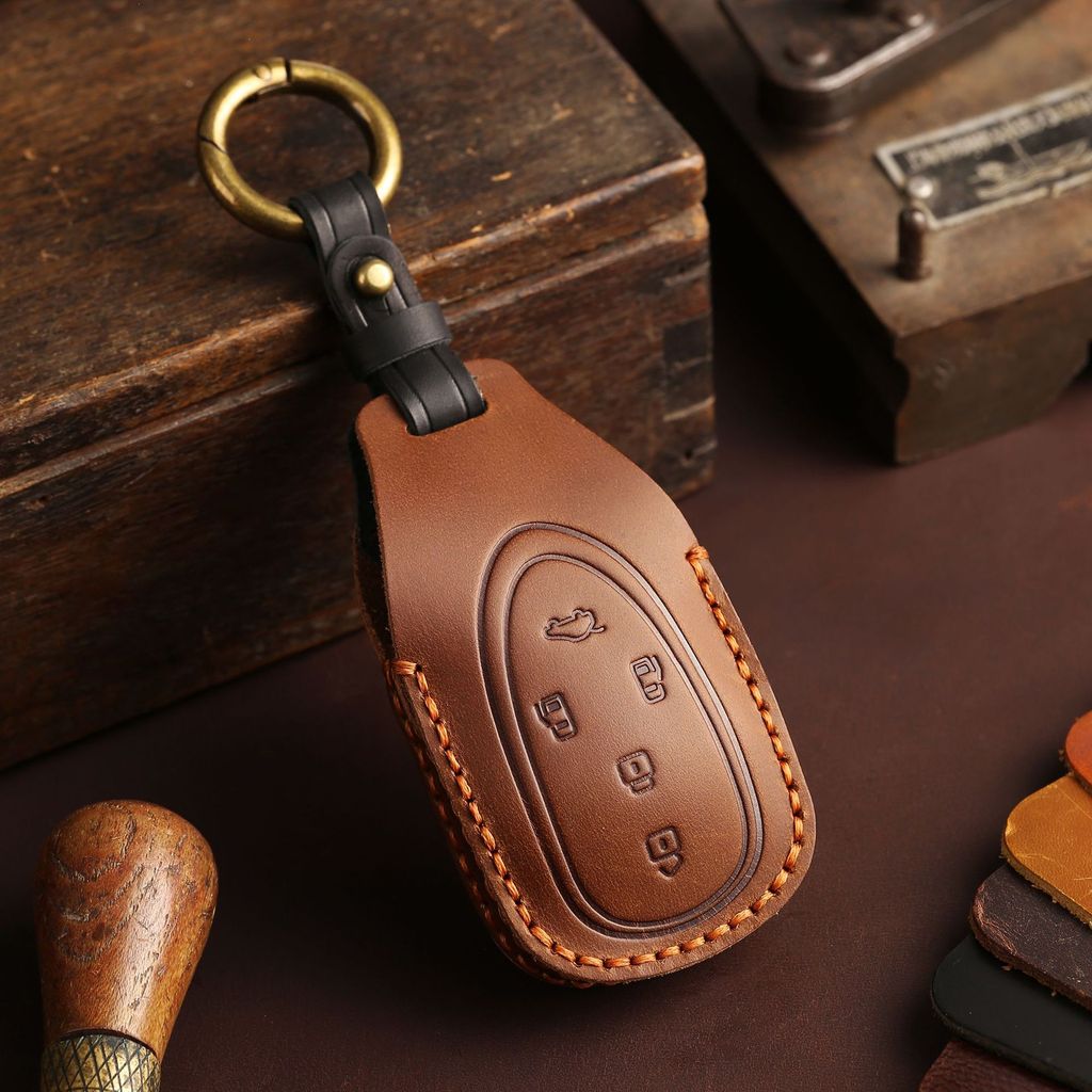 เคสกุญแจรถ Leather key case For GWM WEY G9 Hi4 PHEV MPV WEY 03 05 07 2025 2026 GWM WEY80 หัวเข็มขัด