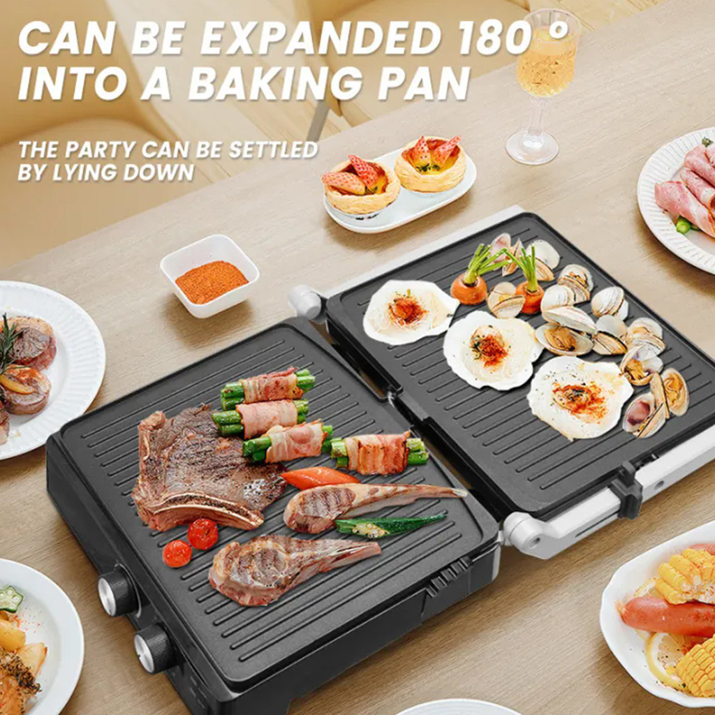 Contact Grill Stainless Steel Panini Press Nonstick Electric Grill Adjustable Temperature Removable 