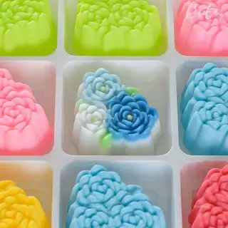 12ชิ้น// โหล พิมพ์ซิลิโคน พิมพ์วุ้น ขนมชั้น 5ซม ดอกมะลิ มะลิพวง วันแม่