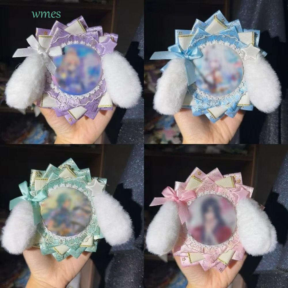 WMES1ZA Itabag Badge Holder, Handmade ตกแต่ง Lolita ป้าย,แฟชั่นน่ารัก DIY หูสุนัขริบบิ้นลูกไม้ Badge Rosette ฐานถาดผู้ถือบัตร