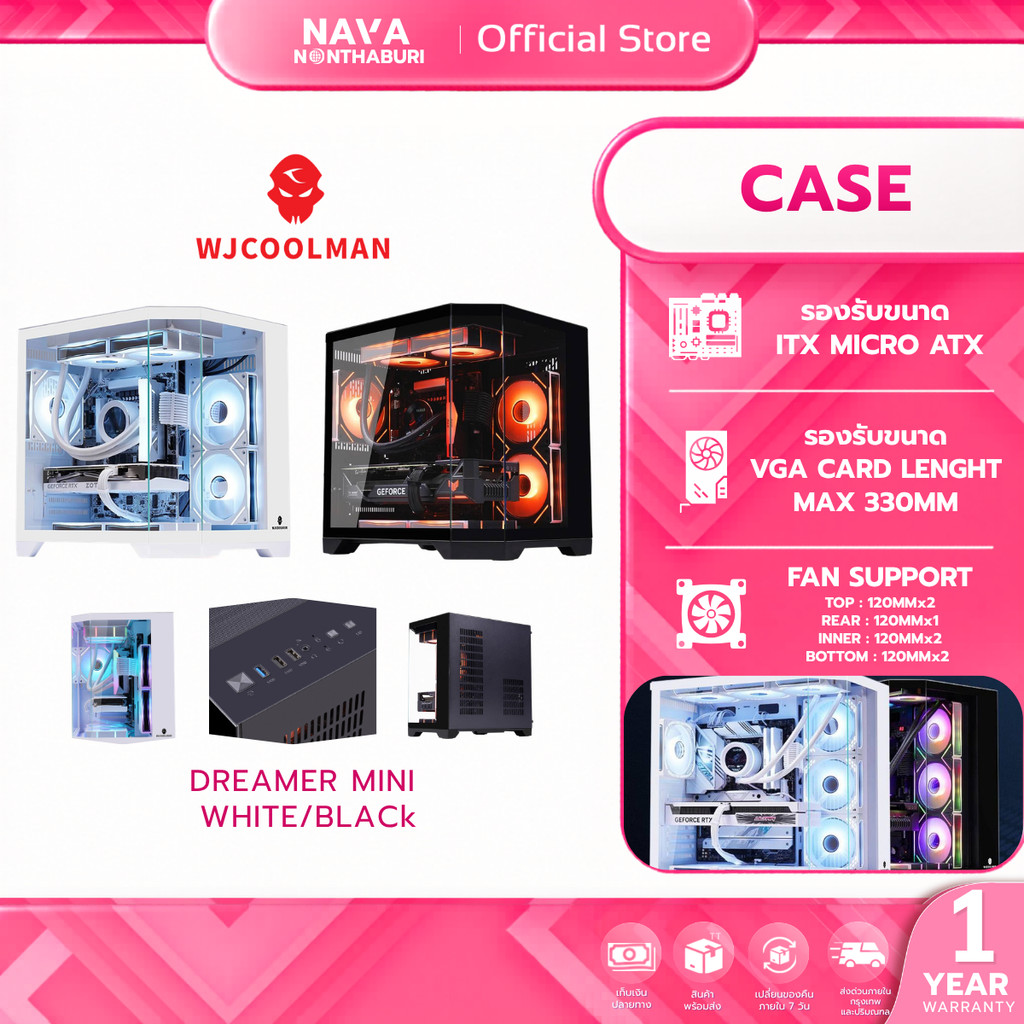 CASE เคส WJCOOLMAN DREAMER MINI PANORAMA M-ATX/ITX NO FAN รับประกัน 1 ปี