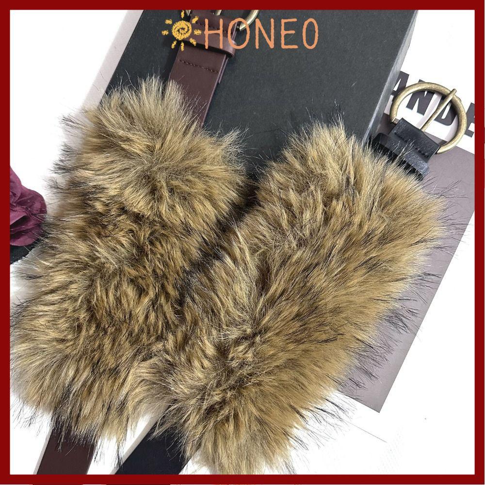 HONE Plush Furry Splicing เข็มขัด, Punk All-match เข็มขัดขน Faux, Vintage Y2K การออกแบบอินเทรนด์เข็มขัดเอวผู้หญิงแฟชั่น