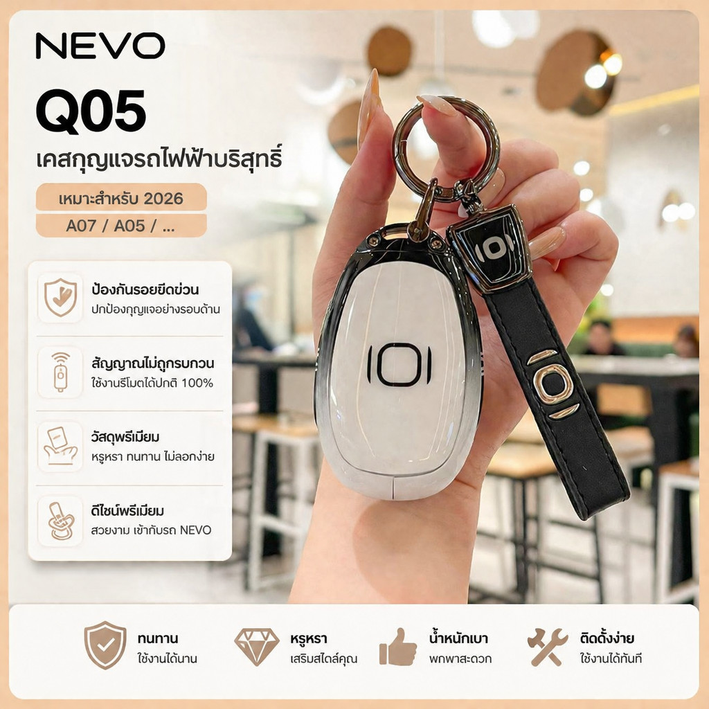 เหมาะสําหรับ 2026 เคสกุญแจรถไฟฟ้าบริสุทธิ์ a07 A05 A06 NEVO Q05 เคสกุญแจป้องกันกรณีหัวเข็มขัด 2a6c