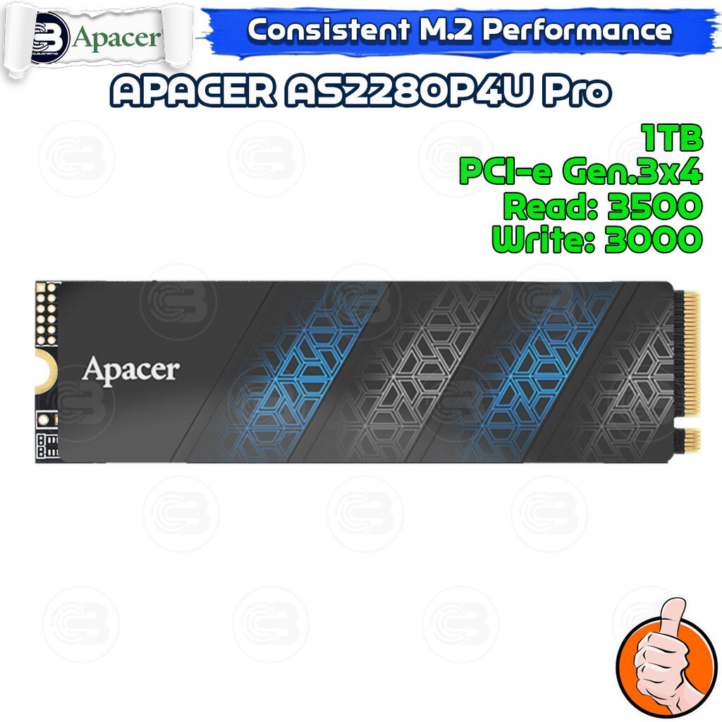 [CoolBlasterThai] APACER AS2280P4U PRO SSD M.2 2280 NVMe PCIe GEN3x4 1TB (3Y-Warranty) (เอสเอสดี)