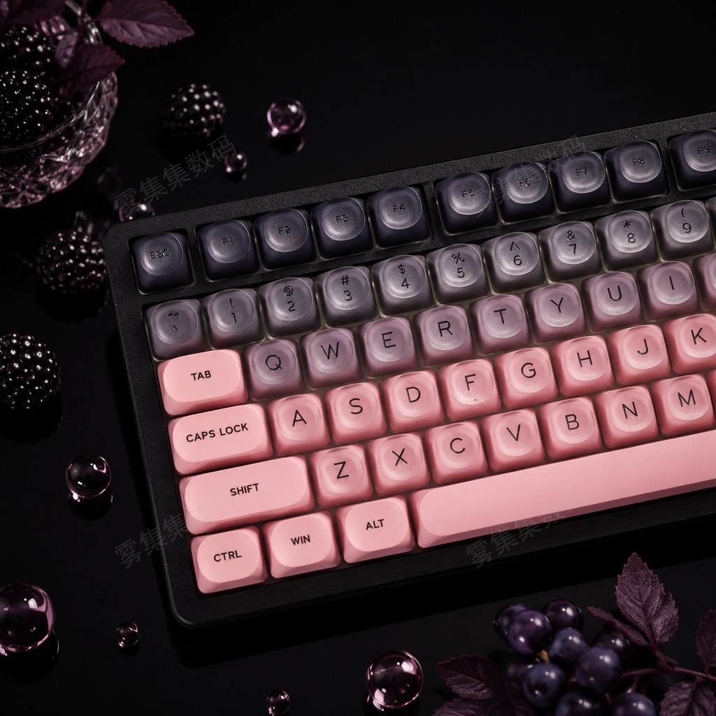 Blackberry Mechanical Keyboard Keycaps MOA Clear Top พิมพ์ Keycaps สีดําสีชมพูสําหรับสาวแป้นพิมพ์ของ