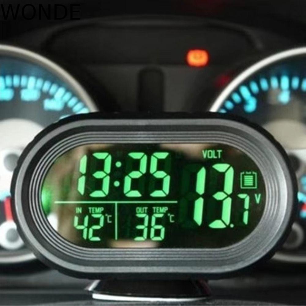 WONDE Digital Auto Car Temperature, 12 V-24 V Backlight Car Battery Volt Volt Voltmeter Tester, Free