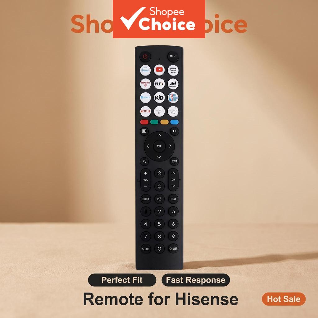 รีโมทคอนโทรลสําหรับ Hisense ทีวีสมาร์ททีวีแอนดรอยด์ รุ่น EN2I36H รีโมทสากลสําหรับเปลี่ยนแทน พร้อมปุ่มลัดเข้าสู่สตรีมมิ่ง