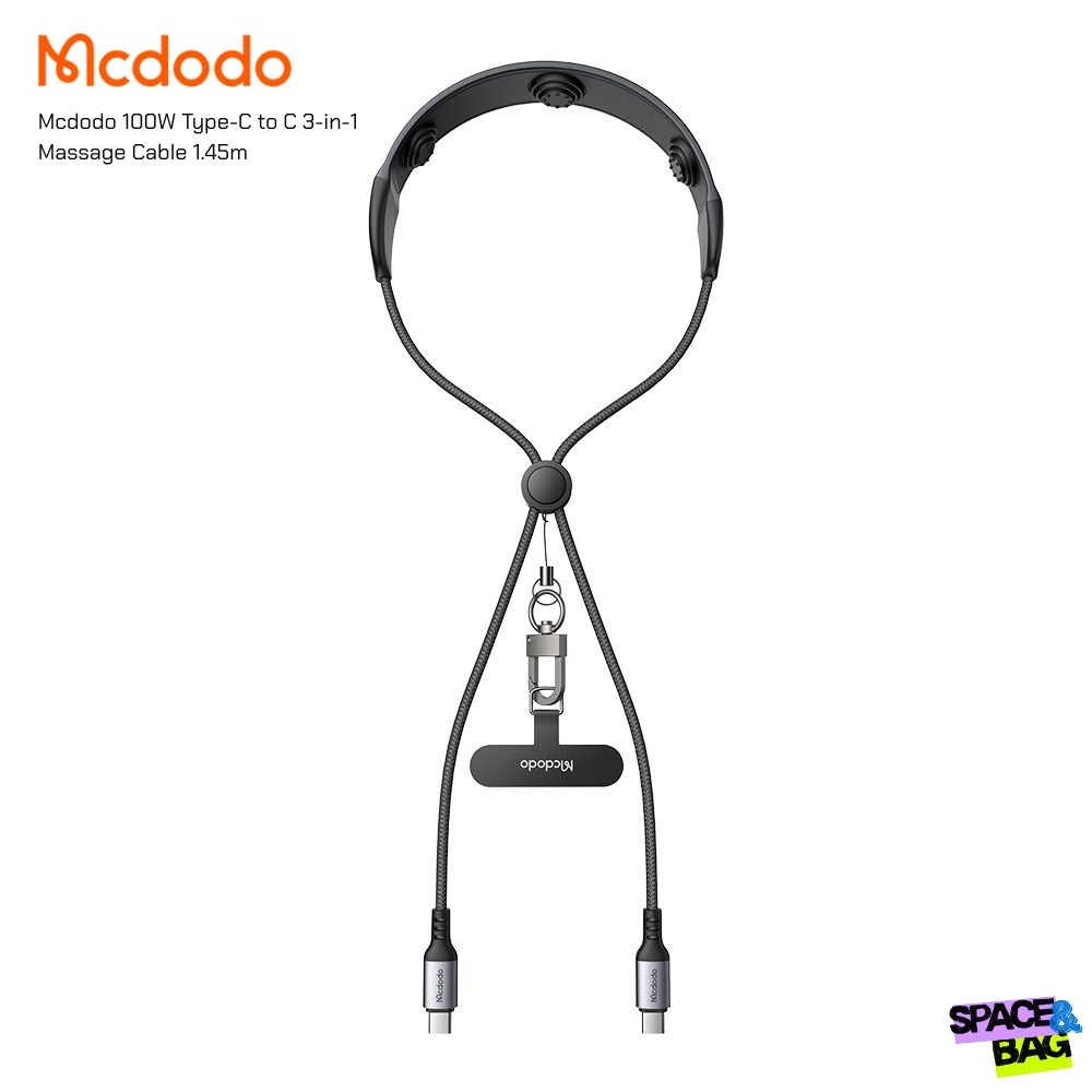 Mcdodo 100W Type-C to C 3-in-1 Massage Cable 1.45m สายชาร์จสุดล้ำที่เป็นได้ทั้ง สายชาร์จไว  สายคล้อง